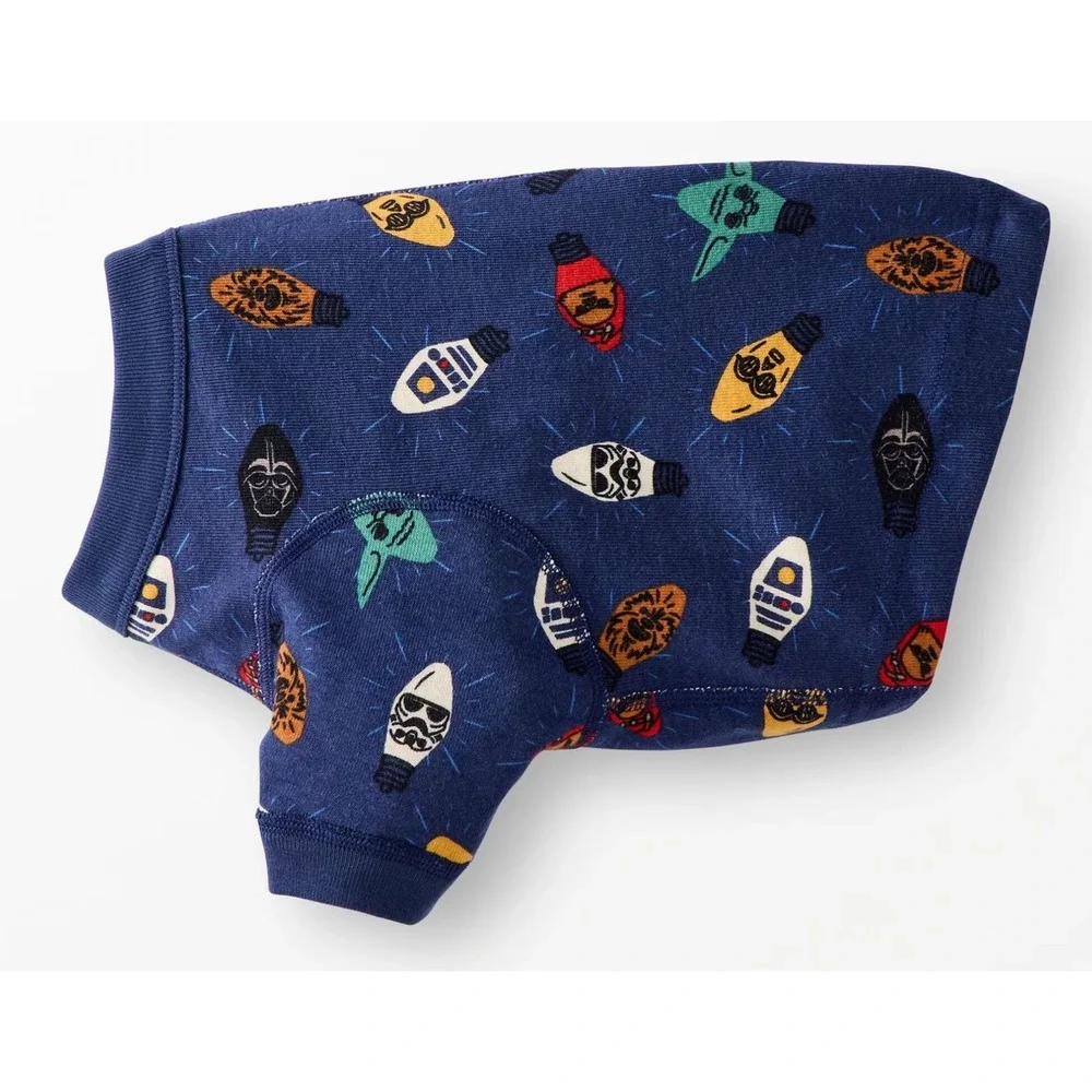 Hanna Andersson Pet John Dog L Navy New Star Wars Holiday Lights Organic Cotton
